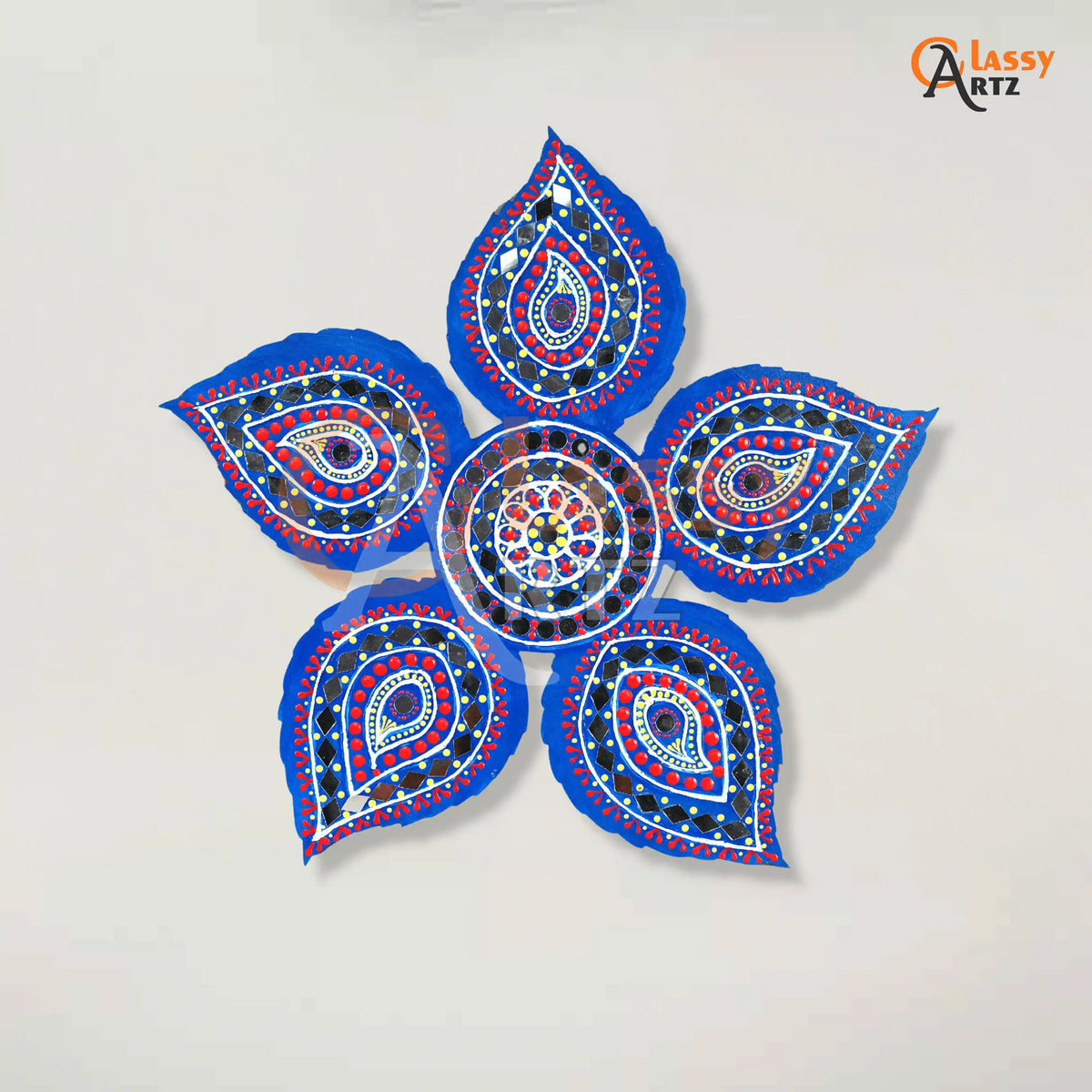 buy handmade and customized blue mandala star shape art