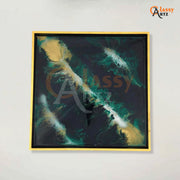 Green Golden Abstract Resin Art Tray