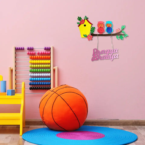 Handmade Kids Nameplate With Multi-Color - Owl On Tree For Sale