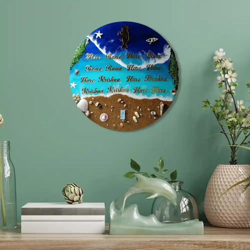 Hare Krishna Resin Mantra Frame Blue Ocean For Sale