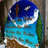 Hare Krishna Resin Mantra Frame Blue Ocean With Shrikrishna Icon For Home Decor
