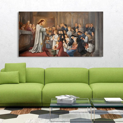 Jesus Blessing the Faithful Canvas Painting, 48x24