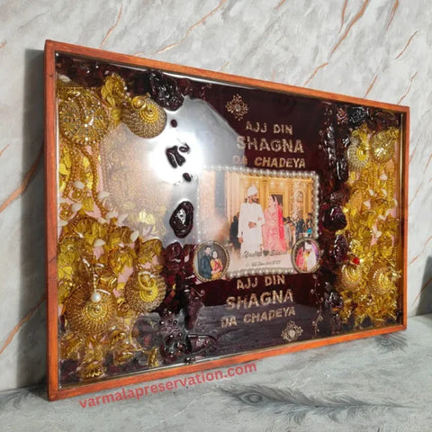 Wedding Varmala & Kaleere Preservation Resin Frame (16x24 Inch)