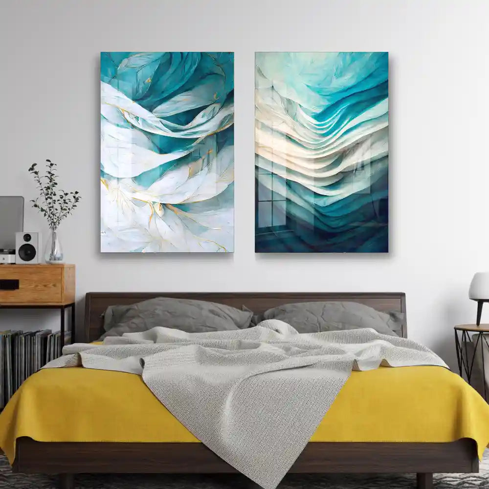 Light Blue and White Acrylic wall Art Sale
