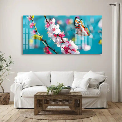 Cherry Blossom and Butterfly Acrylic Wall Art