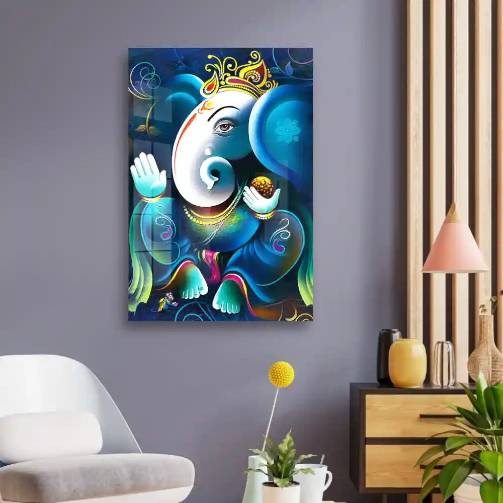 Lord Ganesha On Decorative Background Acrylic Wall Art Sale