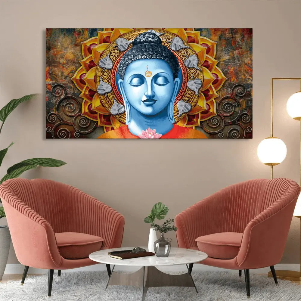 Lord Gautam Buddha Serene Face canvas wall art online