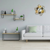 Luxurious Metal Flower Leafs Pattern Wall Clock For Sale