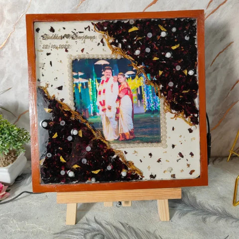 Resin Wedding Varmala Flower Preservation | LED Garland Preservation Resin Frame (12-Inches)