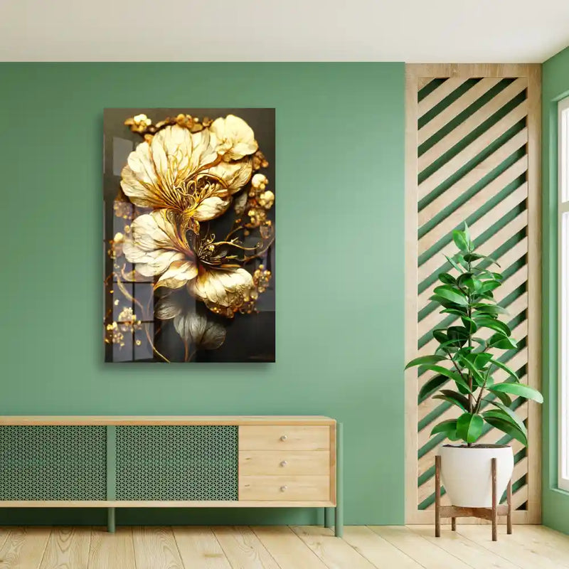 Luxury Golden Floral Acrylic Wall Online