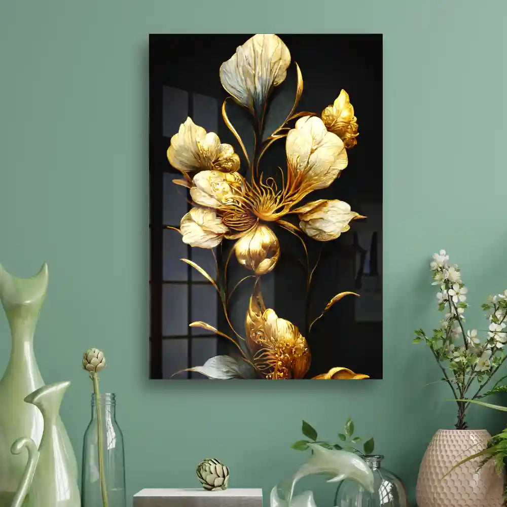 Luxury Golden Flower Acrylic Wall Decor