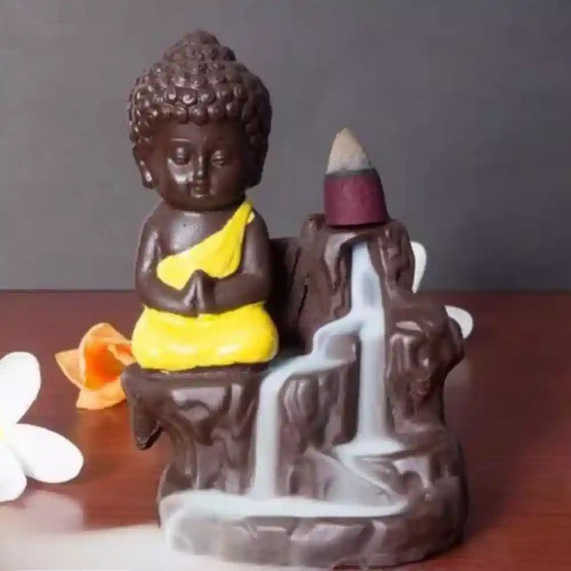 Meditating Buddha Smoke Incense holder for pooja ghar