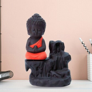 Meditating Monk Buddha Smoke Statue dhoop batti Holder Decorative Showpiece with 10 Free Smoke Backflow Scented Cone Incenses For pooja room, décor your home, office and gift