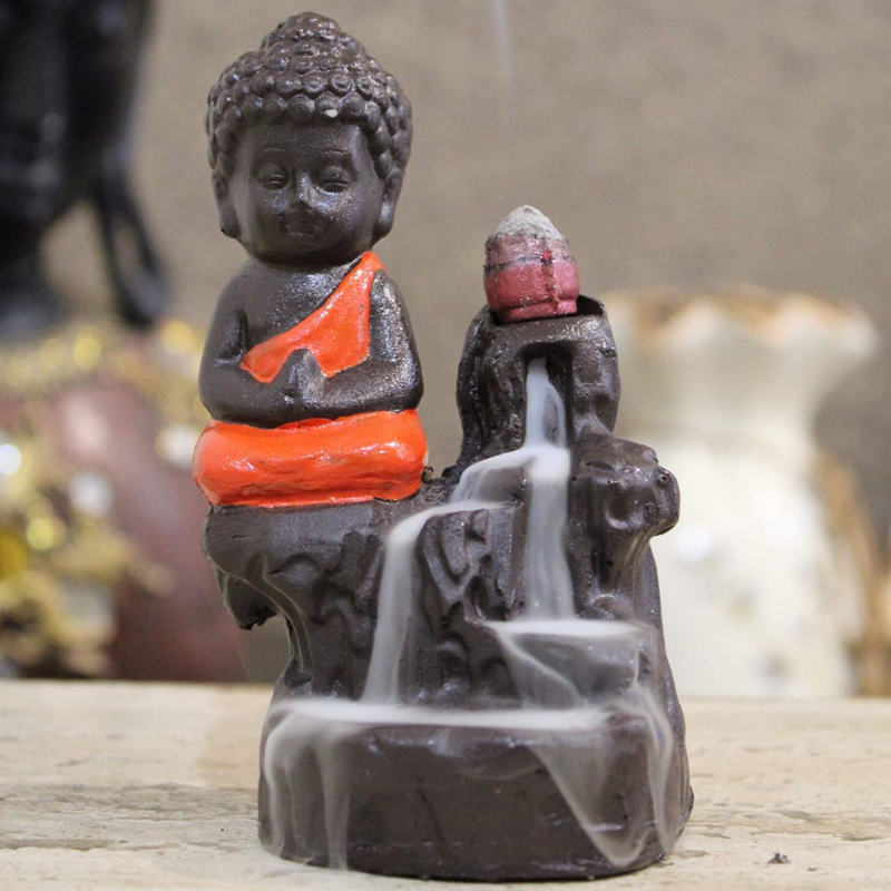 Meditating Monk Buddha Smoke showpiece Figurine Showpiece