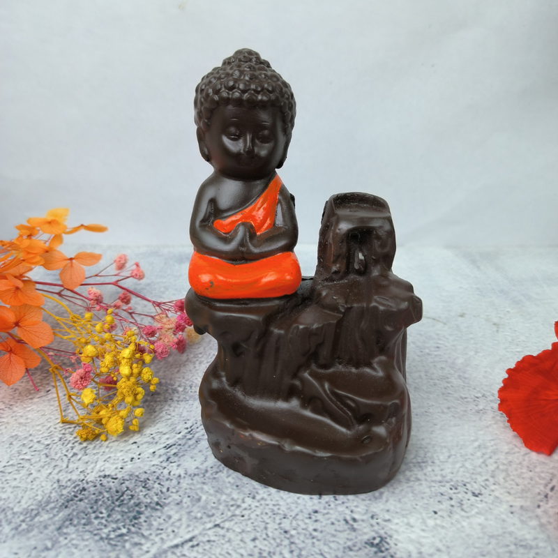 Meditating Monk Buddha Smoke showpiece vastu statue