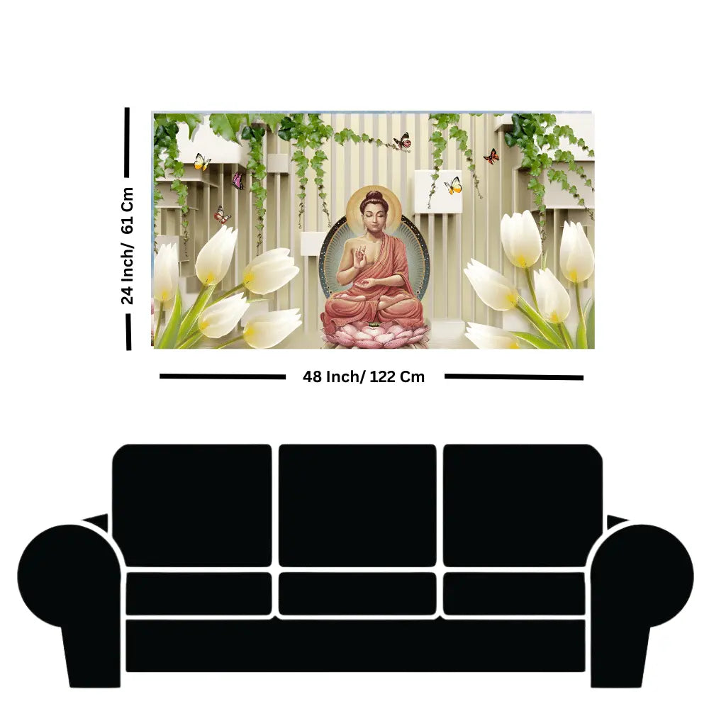 Meditation Buddha art with 3d flowers online
