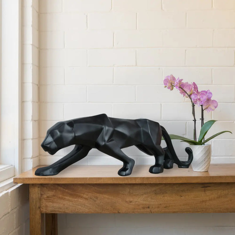 Modern Black Jaguar Sculpture office table decor for sale