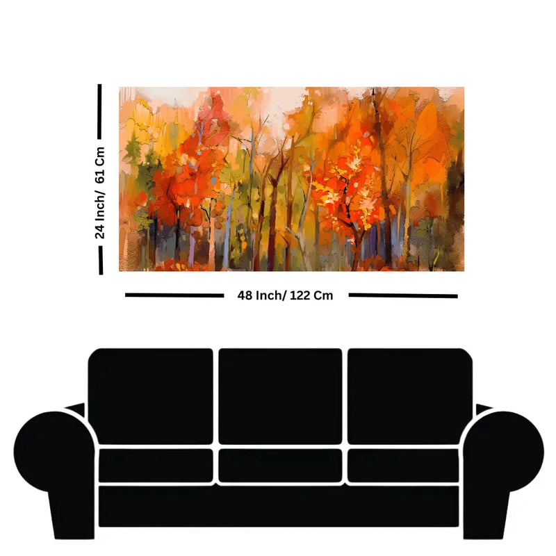 Modern Canvas Wall Painting of Colorful Autumn Forest for home deor