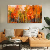 nature wall painting of colorful autumn forest 