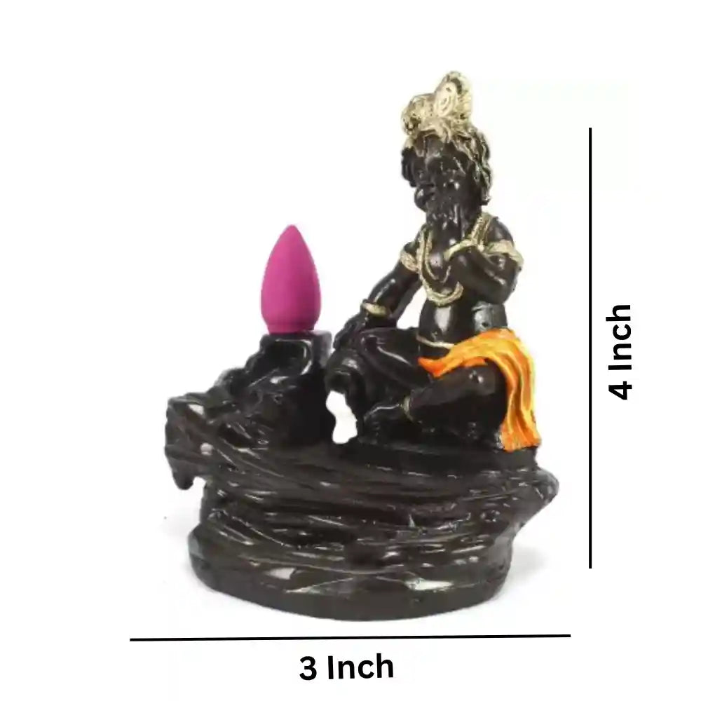 Orange Lord Krishna Smoke Backflow Cone Incense Holder