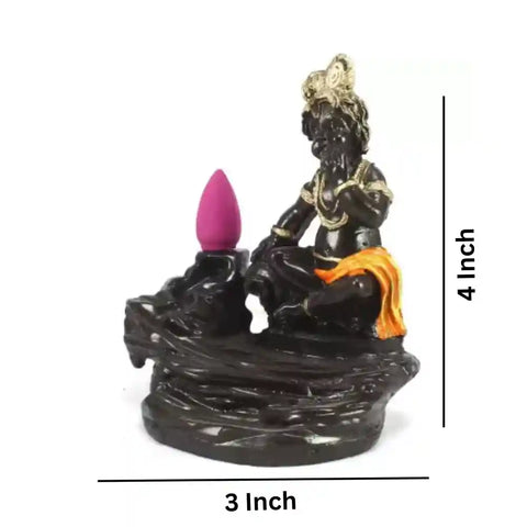 Orange Lord Krishna Smoke Backflow Cone Incense Holder