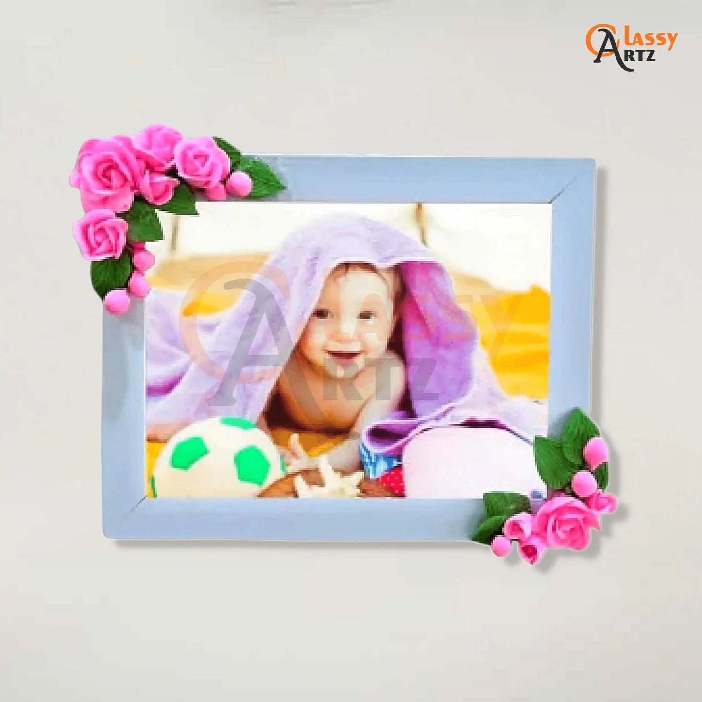 personalized and customized pink flora photo frame