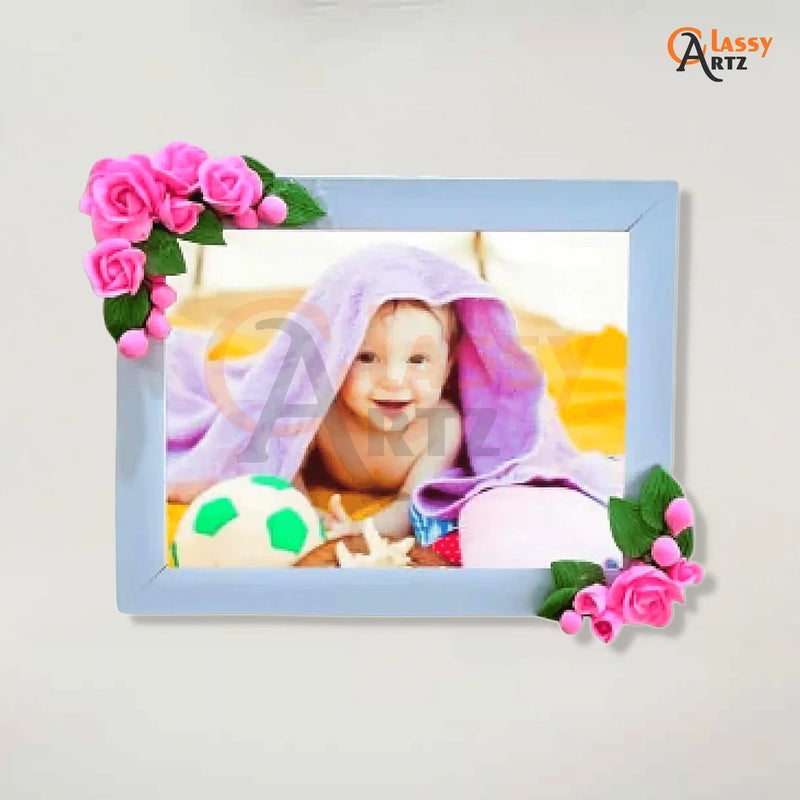 personalized and customized pink flora photo frame