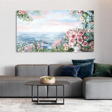 pink flower rose With Blue Sea canvas Wall painting for living room
