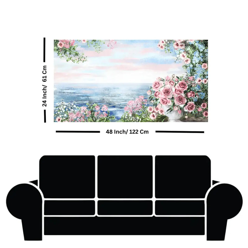 pink flower rose With Blue Sea canvas Wall painting online