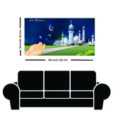 praying hand in front of mosque canvas print artwork