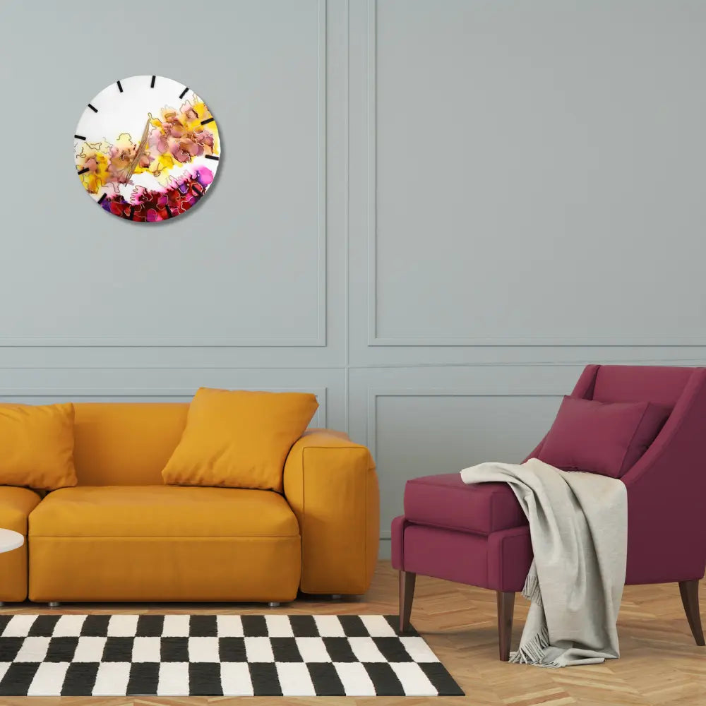 Premium Alcohol Ink Wall Clock For Living Room