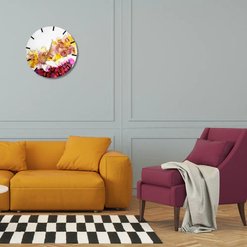Premium Alcohol Ink Wall Clock For Living Room