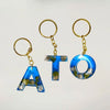 Preserved Flower Resin Keychains With Beautiful Blue Multiple Alphabet Perfect for Couples online