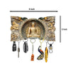 Printed Sitting Gautam Buddha Wooden Key Holder for gifting