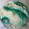 Purchase Green and Golden Abstract Epoxy Resin Wall Clock