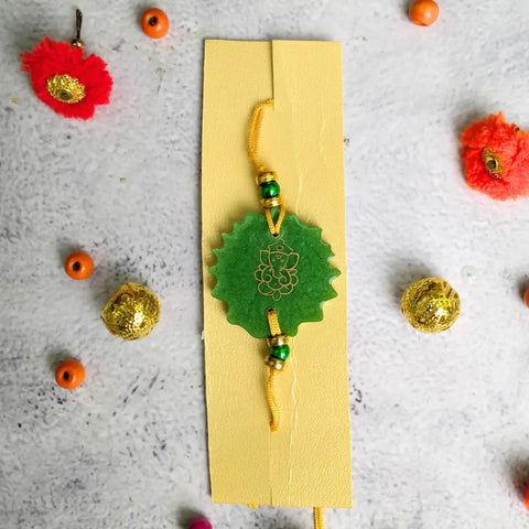 Green Resin Rakhi With Ganesh Ji For Bhaiya