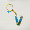 Purchase Preserved Flower Resin Keychains With Beautiful Blue Multiple Alphabet Perfect for Couples