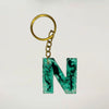 Purchase Resin Keychains Geode Green With Stunning N alphabets