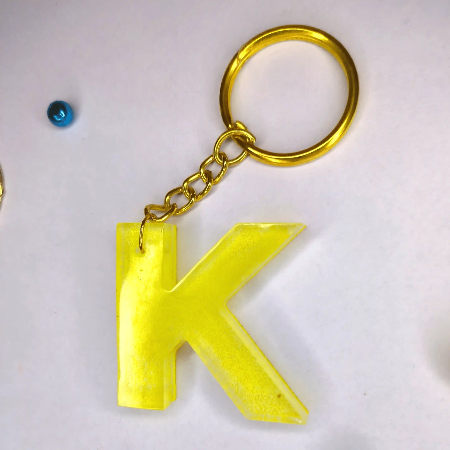 Purchase Trendy yellow resin keychains with k initials Gift for Mother on Mothers Day 