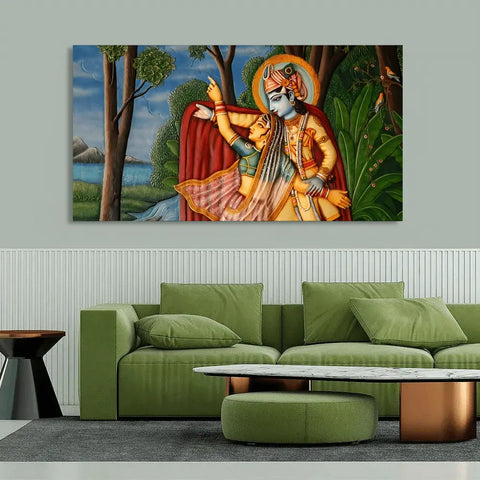 Radha Krishna Brindavan canvas art