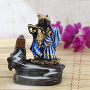 Radha krishna statue dhoop batti Holder Decorative Showpiece with 10 Free Smoke Backflow Scented Cone Incenses for pooja room, décor your home, office and gift your relatives