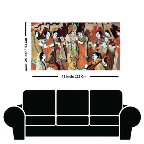 Shop Radha Krishna with Bansuri canvas painting for sale