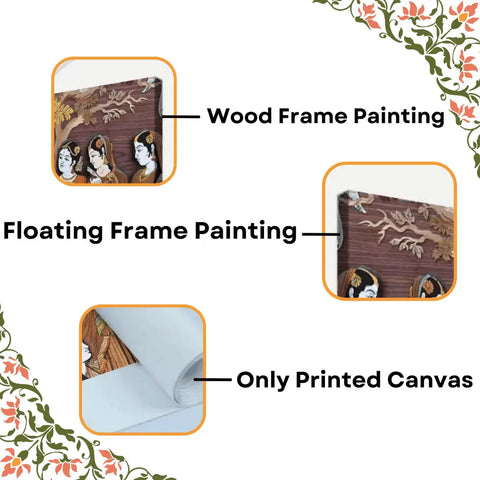 Radha Krishna with Bansuri canvas painting with frame