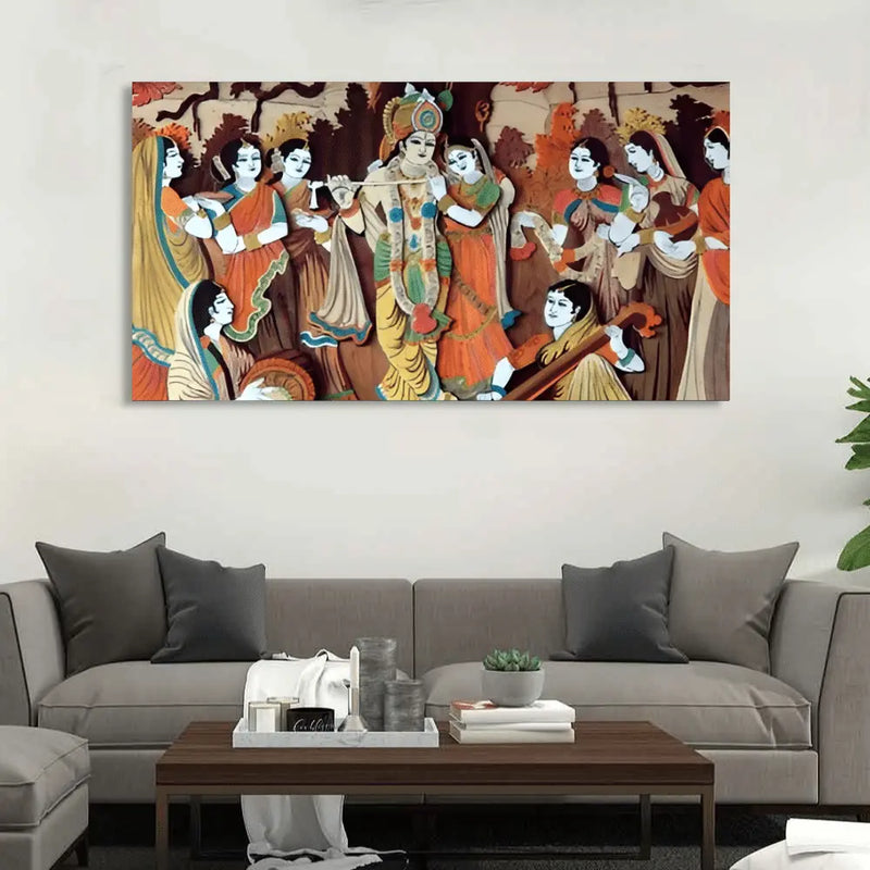 India Wall Radhe Krishna Playing bansuri Self Adesive Wallpaper 36x24  (TX649) for Home Décor : Amazon.in: Home & Kitchen