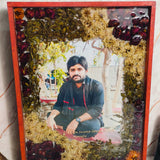 12 x 16 inch teak wood varmala preservation frame with deep red roses