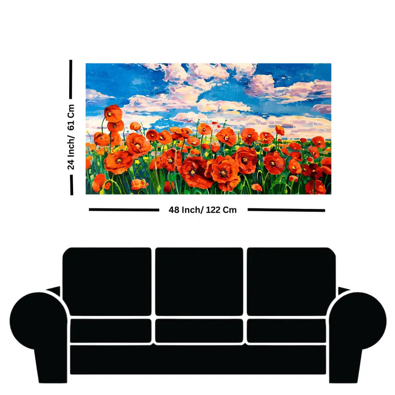 Red Flower field canvas Wall painting online