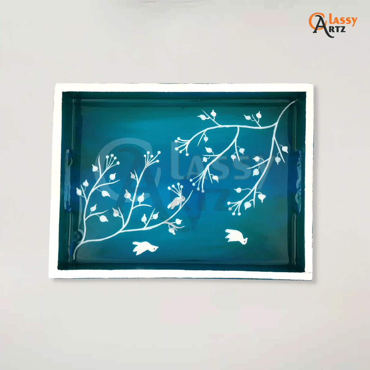resin bird blue color tray for sale