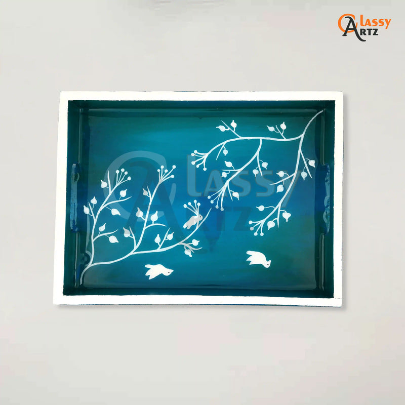 resin bird blue color tray for sale