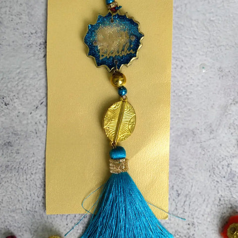 Resin Blue Bhaiya Bhabhi Rakhi For Sale