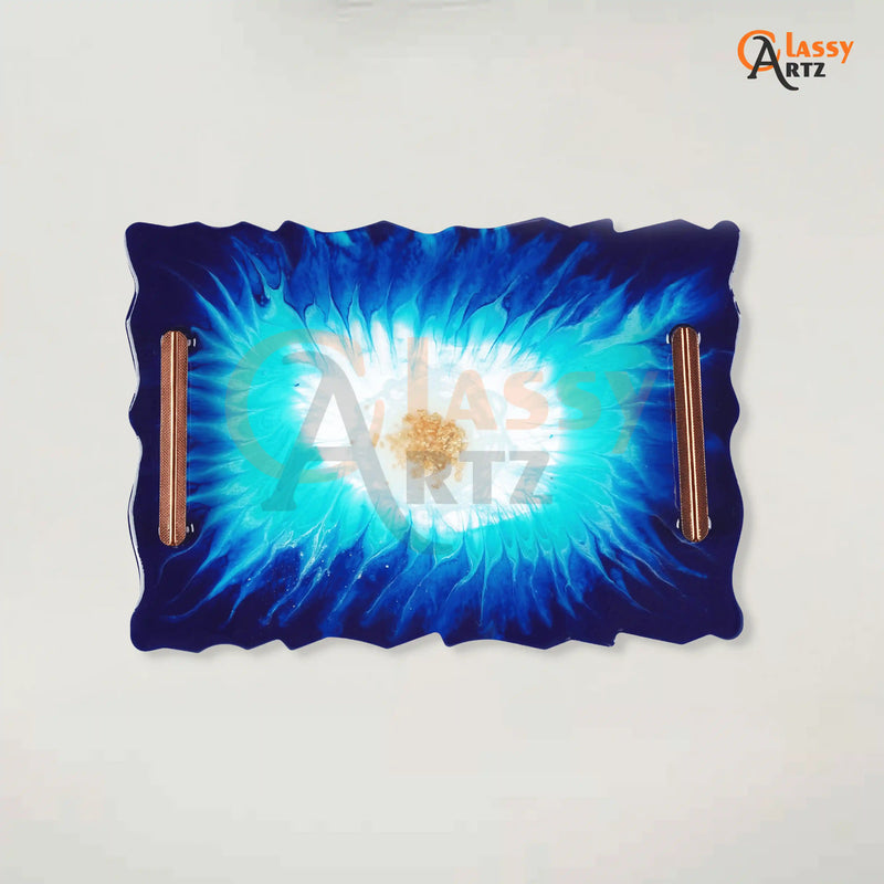 resin blue white veins style tray for sale